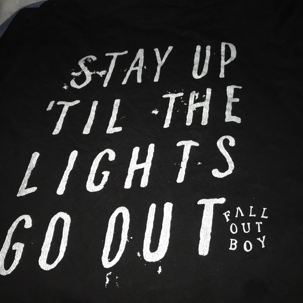 Fall out boy large black white tee white lights